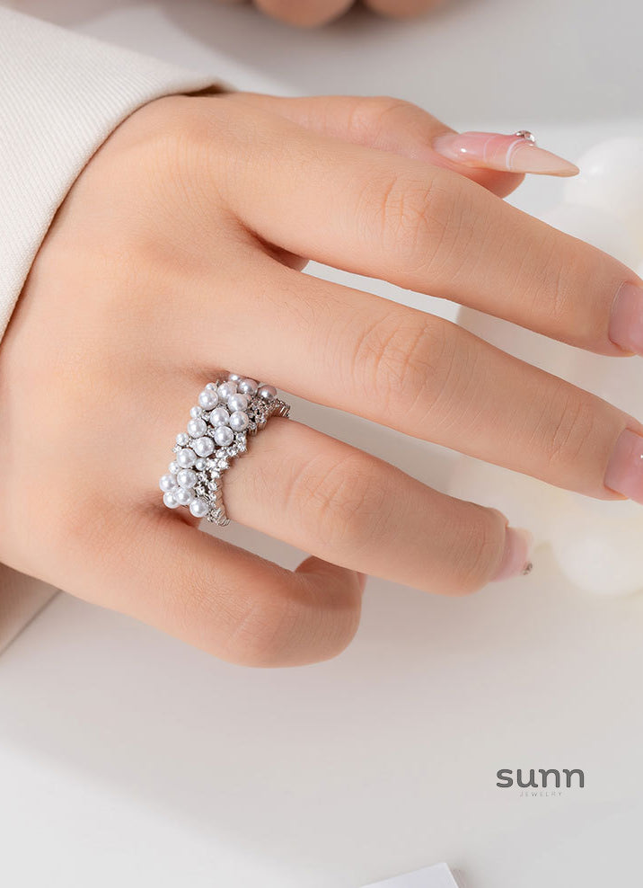 Wednesday Pearl Zircon Open Ring [18RL0531]
