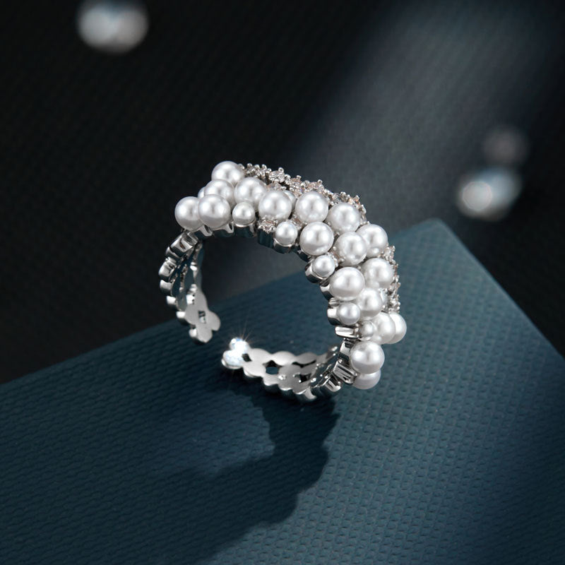 Wednesday Pearl Zircon Open Ring [UMLEEN2F]