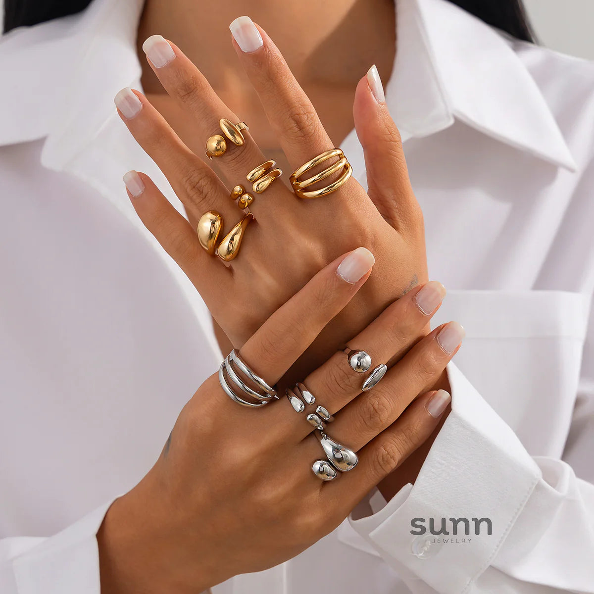 Wednesday Waterdrop Ring Set