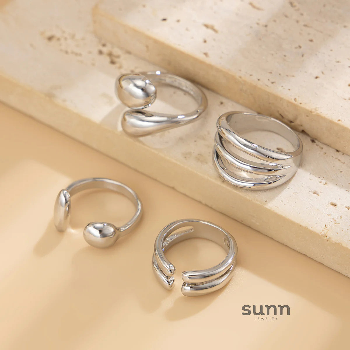Wednesday Waterdrop Ring Set