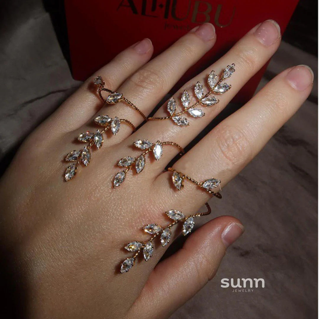 Wesley Zircon Leaf Stacking Ring