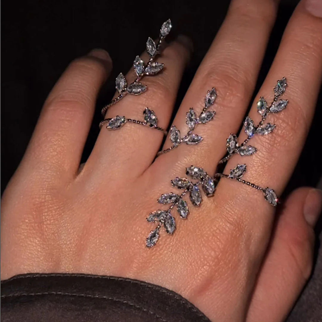 Wesley Zircon Leaf Stacking Ring