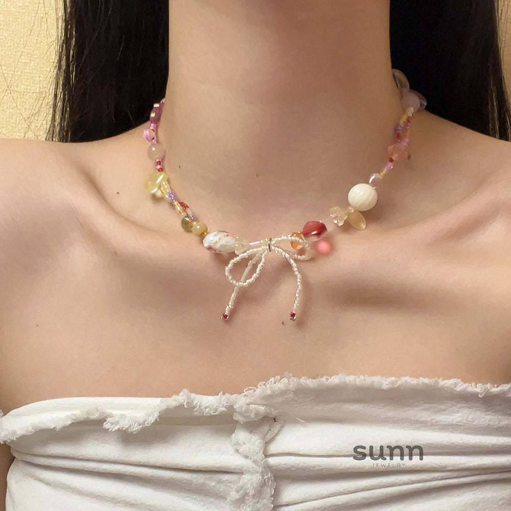 Westlyn Colorful Beaded Bow Necklace [ML9RZ7ZN]