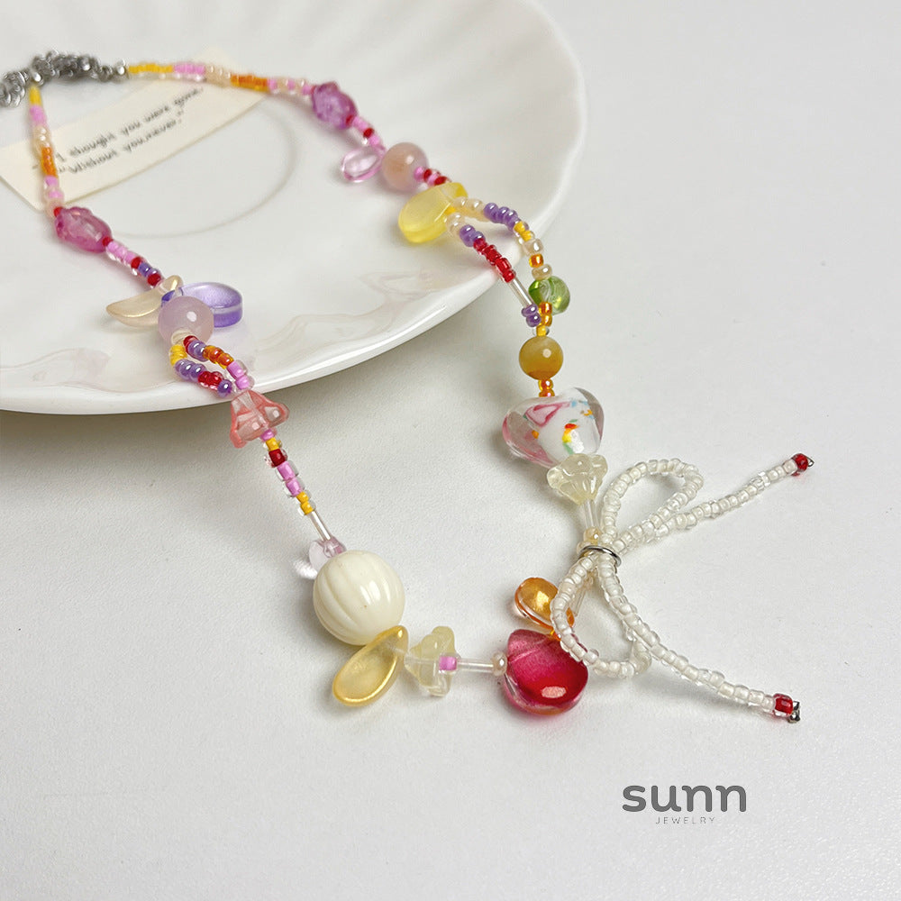 Westlyn Colorful Beaded Bow Necklace [U1MSNONU]
