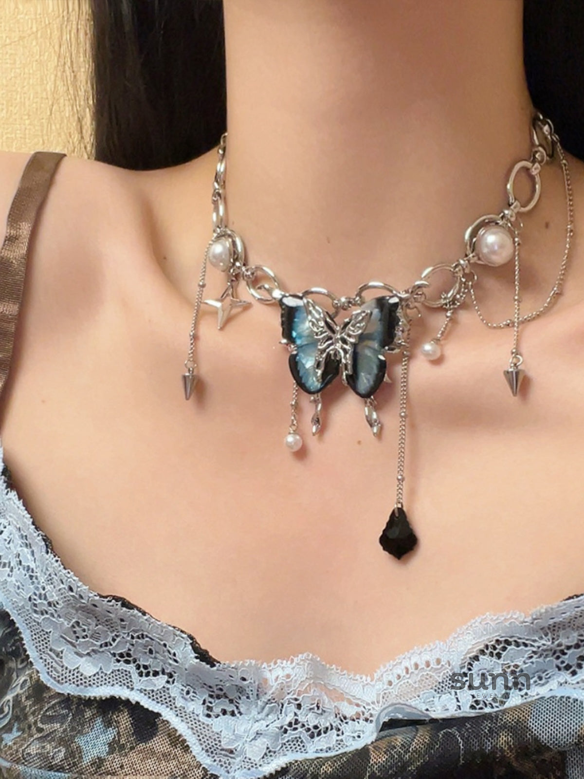 Whitlee Crystal Butterfly Choker