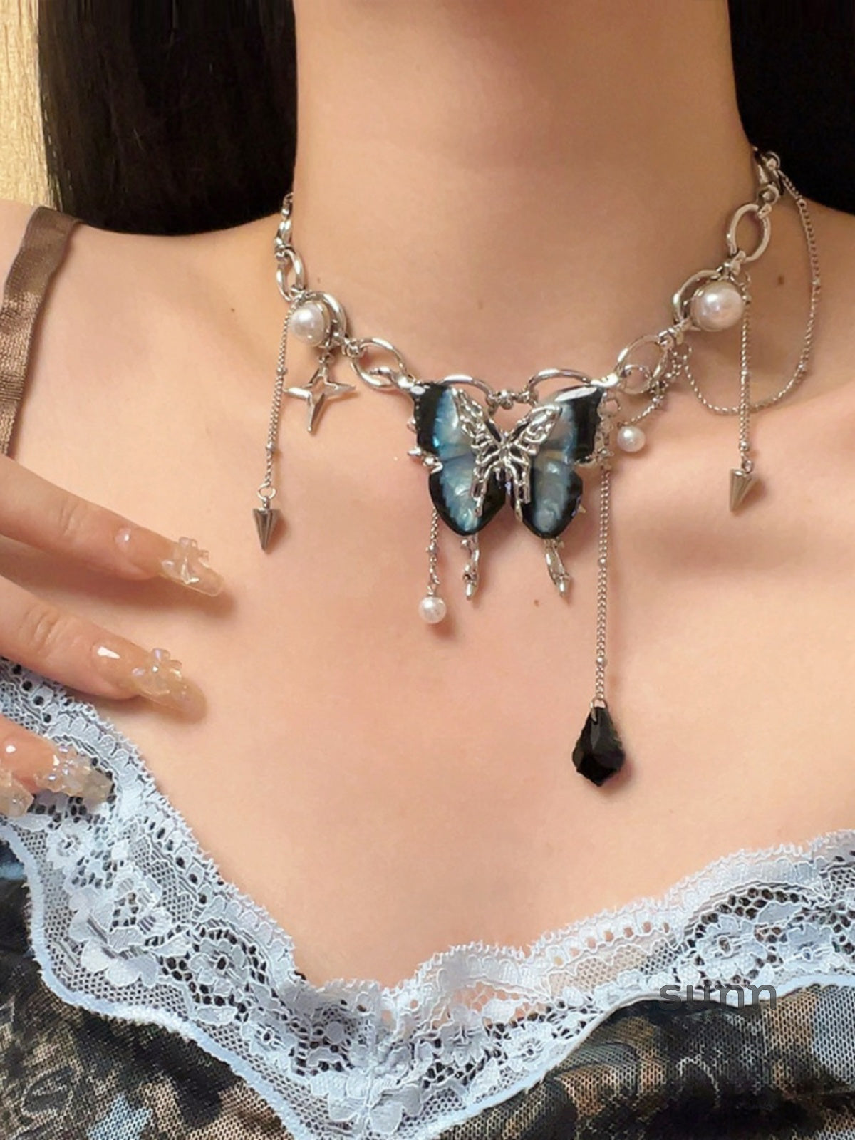 Whitlee Crystal Butterfly Choker