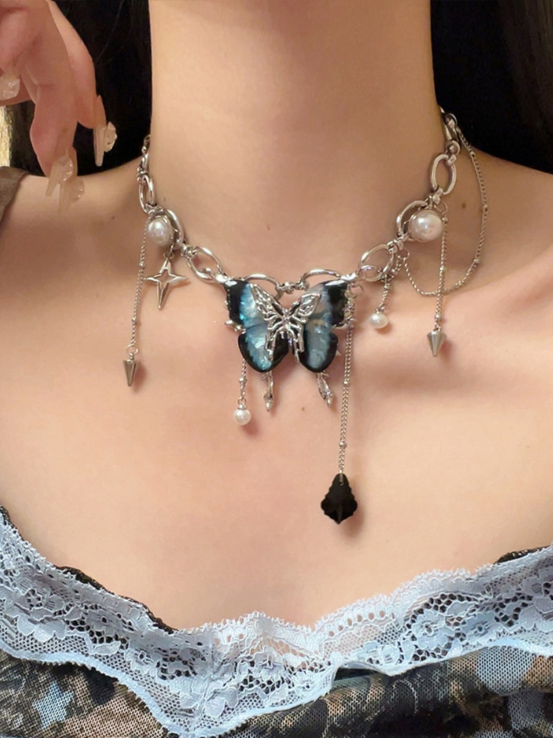 Whitlee Crystal Butterfly Choker