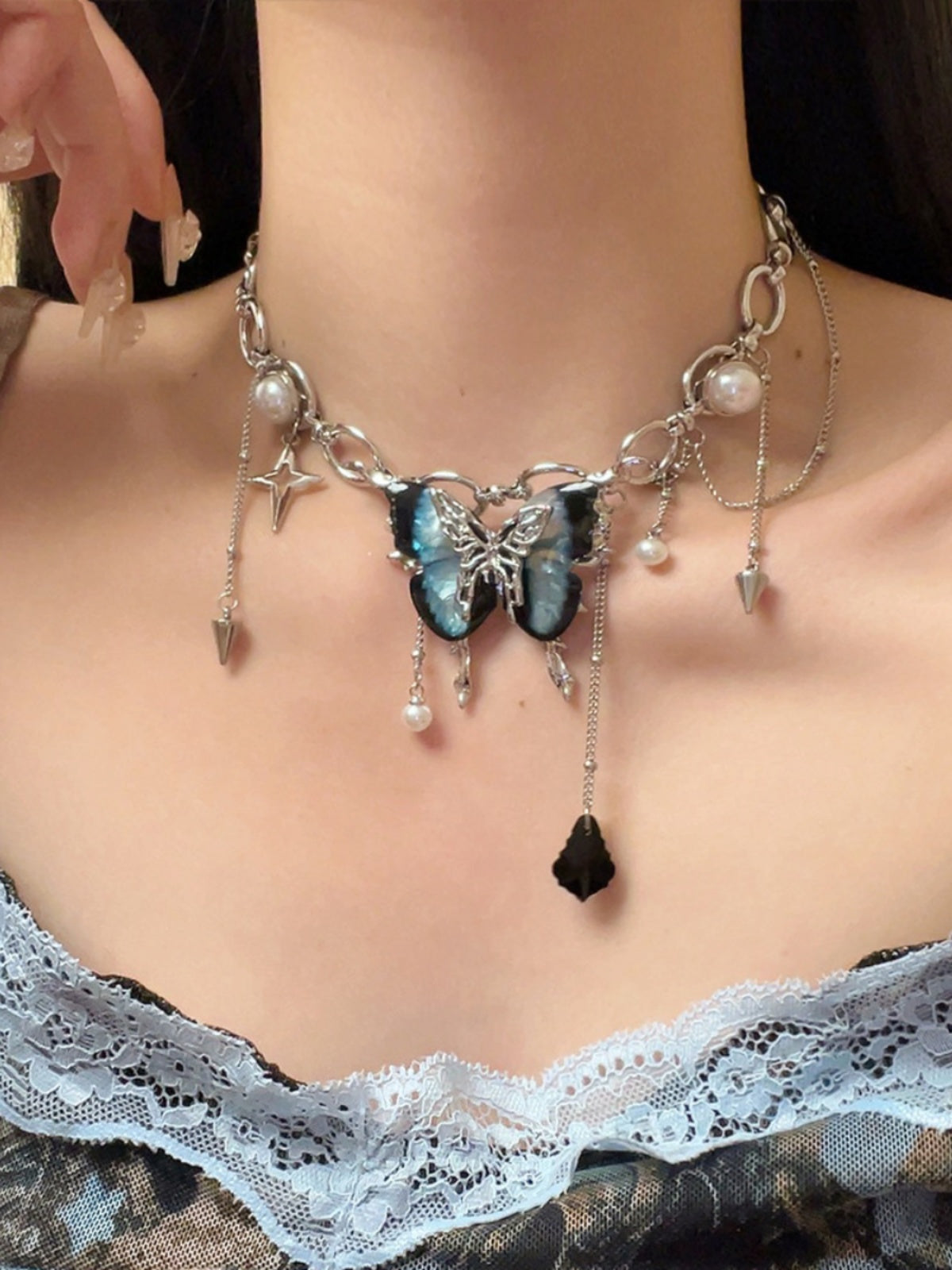 Whitlee Crystal Butterfly Choker