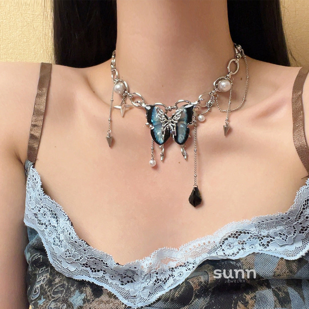 Whitlee Crystal Butterfly Choker