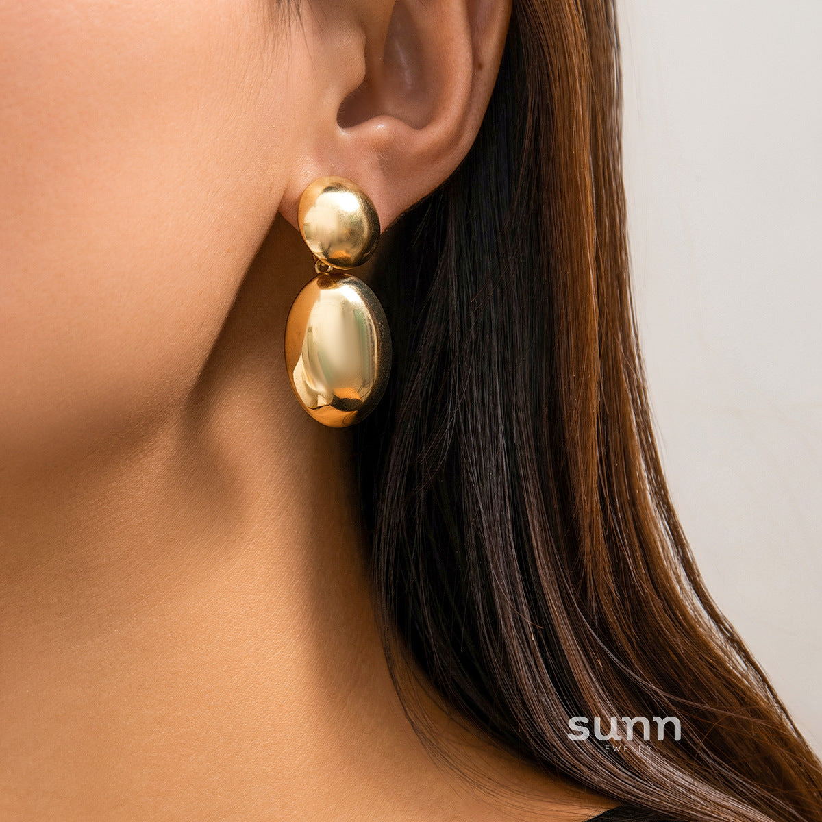 Whitlee Geometric Bean Drop Earrings [CV91BPCY]