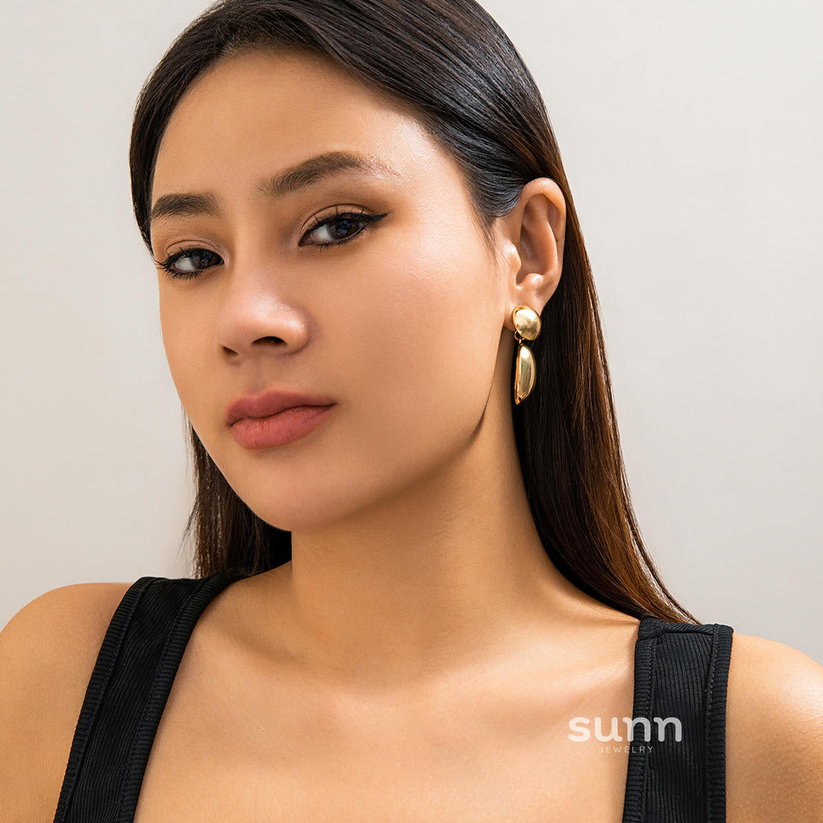 Whitlee Geometric Bean Drop Earrings [28SR4MGP]