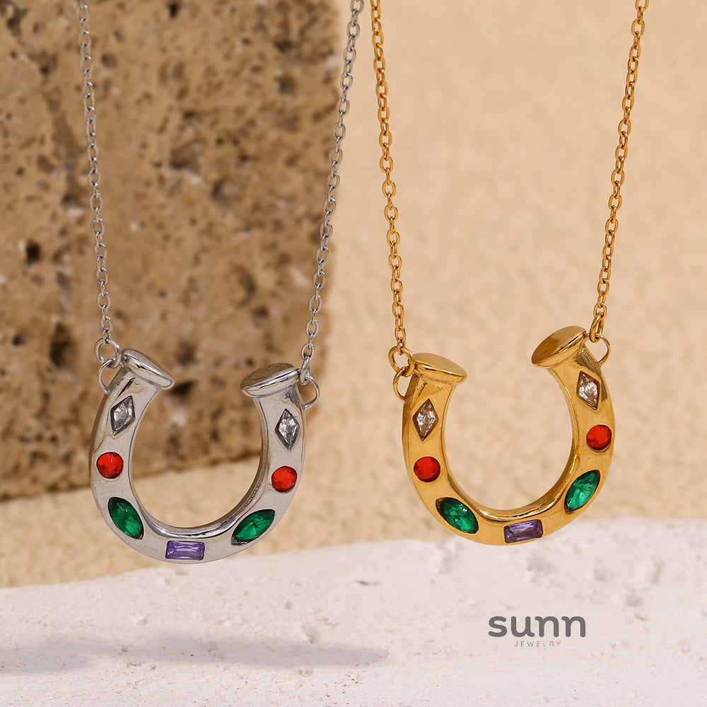 Whitlee Rhinestone U-Pendant Necklace [JPJ0OHNH]
