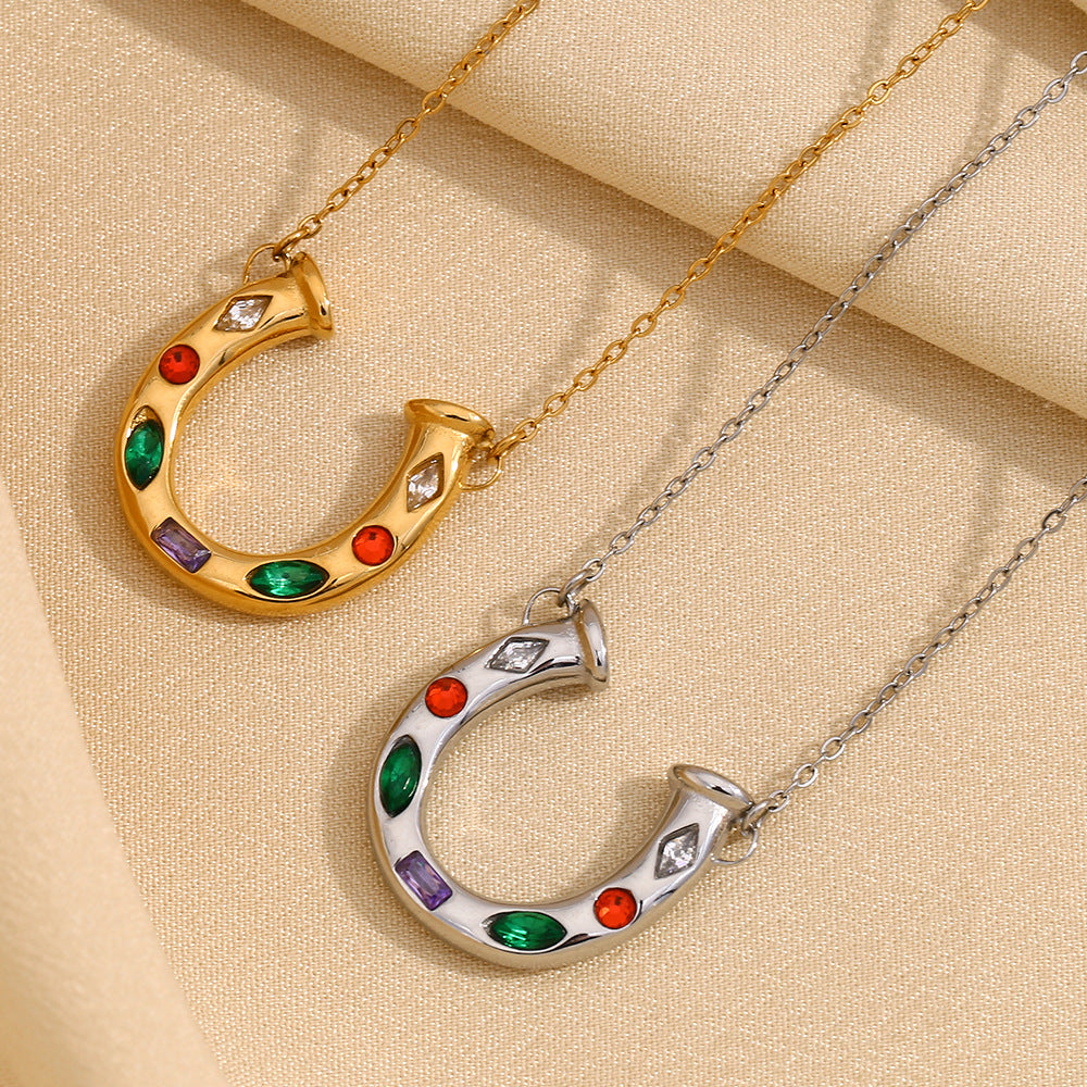 Whitlee Rhinestone U-Pendant Necklace [BDTKBW9Z]