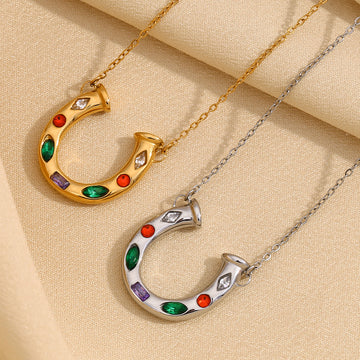 Whitlee Rhinestone U-Pendant Necklace [BDTKBW9Z]