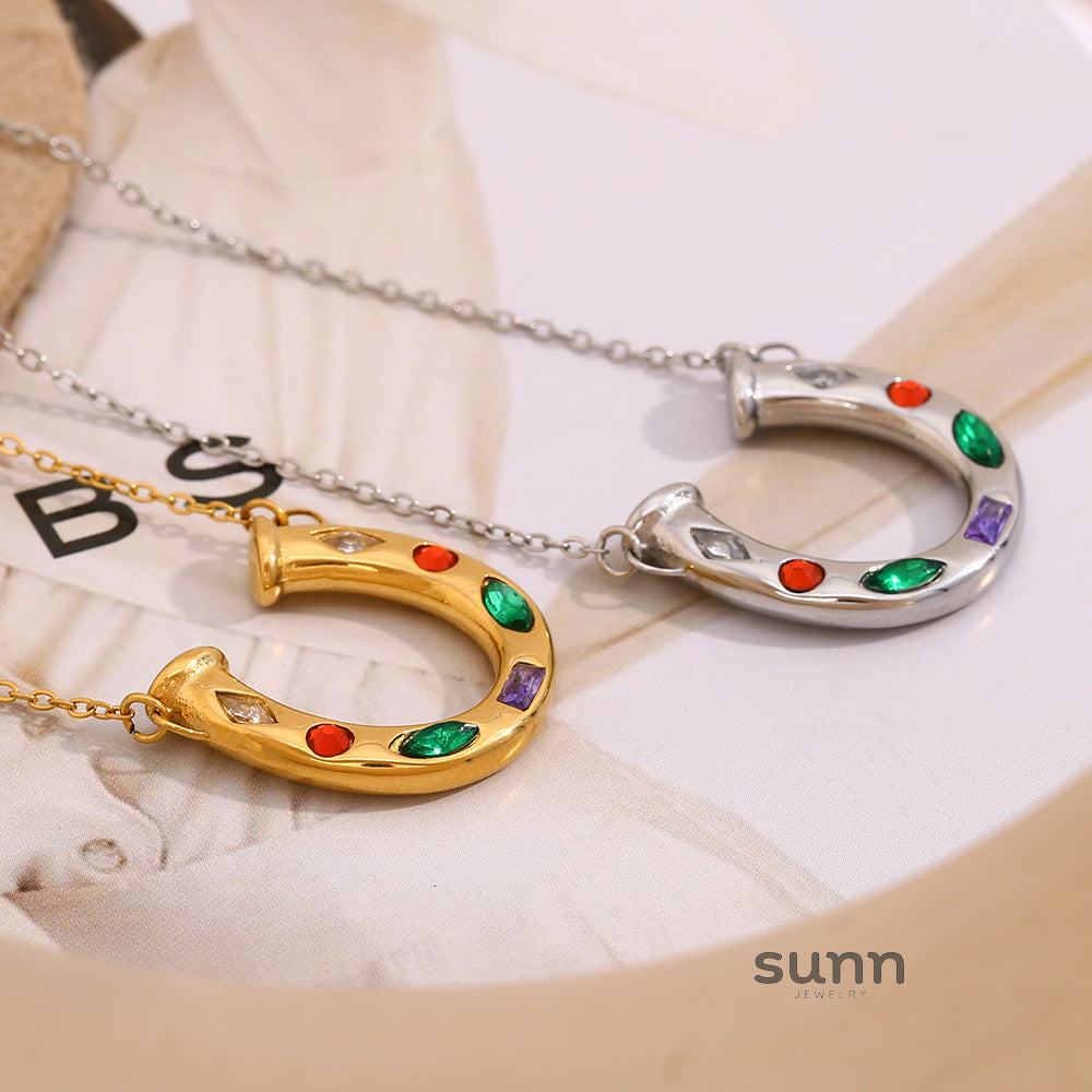 Whitlee Rhinestone U-Pendant Necklace [KH1X99FH]
