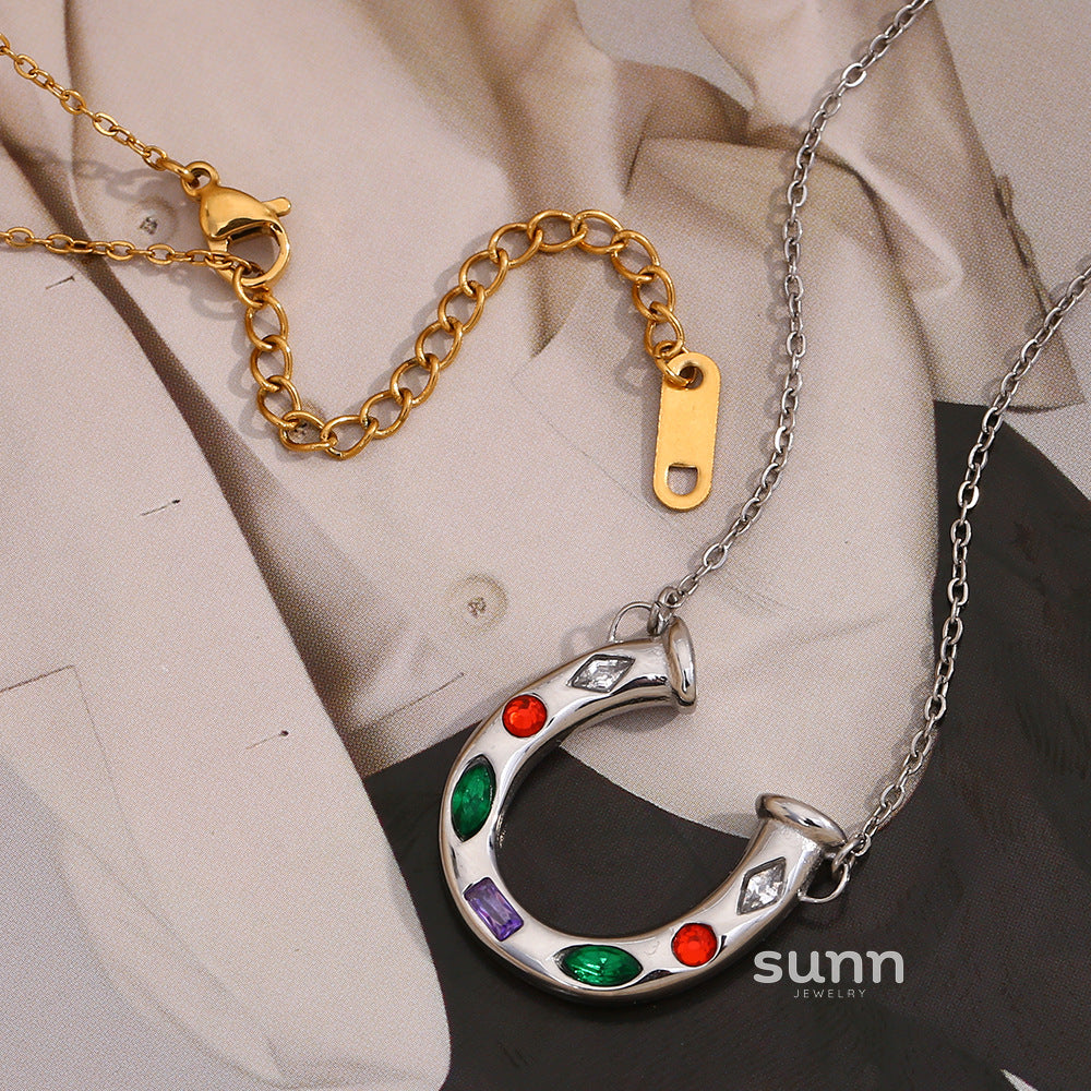 Whitlee Rhinestone U-Pendant Necklace [UWIQFZX6]