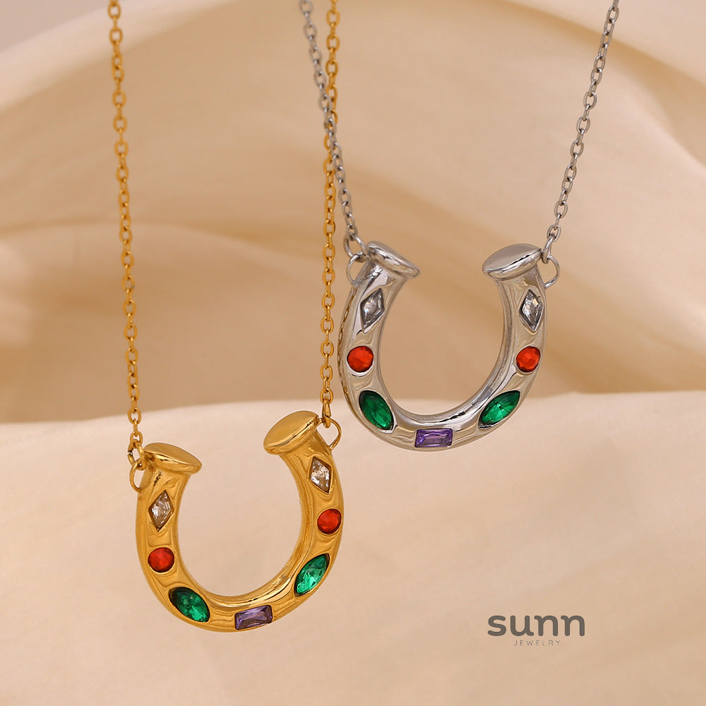 Whitlee Rhinestone U-Pendant Necklace [A5YDVP5R]