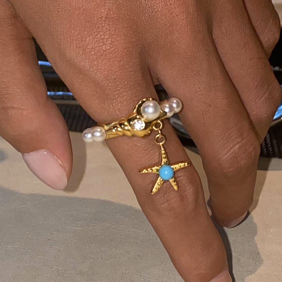 Whitney Pearl Starfish Ring [HQIP5RCR]