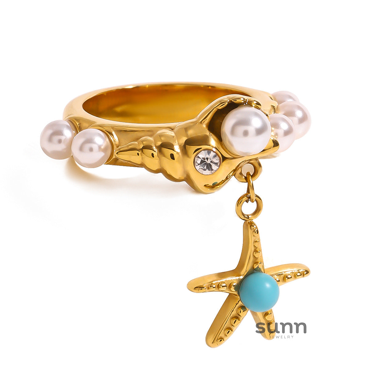 Whitney Pearl Starfish Ring [CI8TE37E]