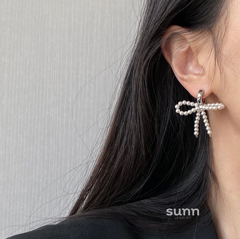 Wilhelmina Pearl Bow Earrings