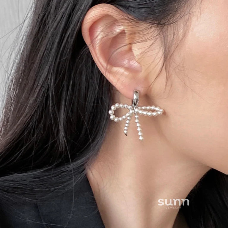 Wilhelmina Pearl Bow Earrings