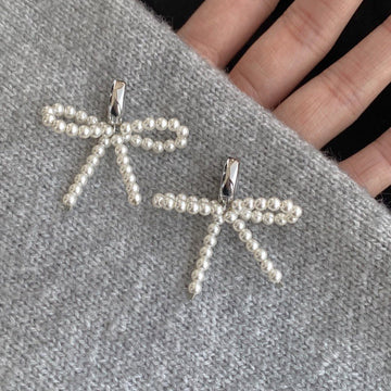 Wilhelmina Pearl Bow Earrings