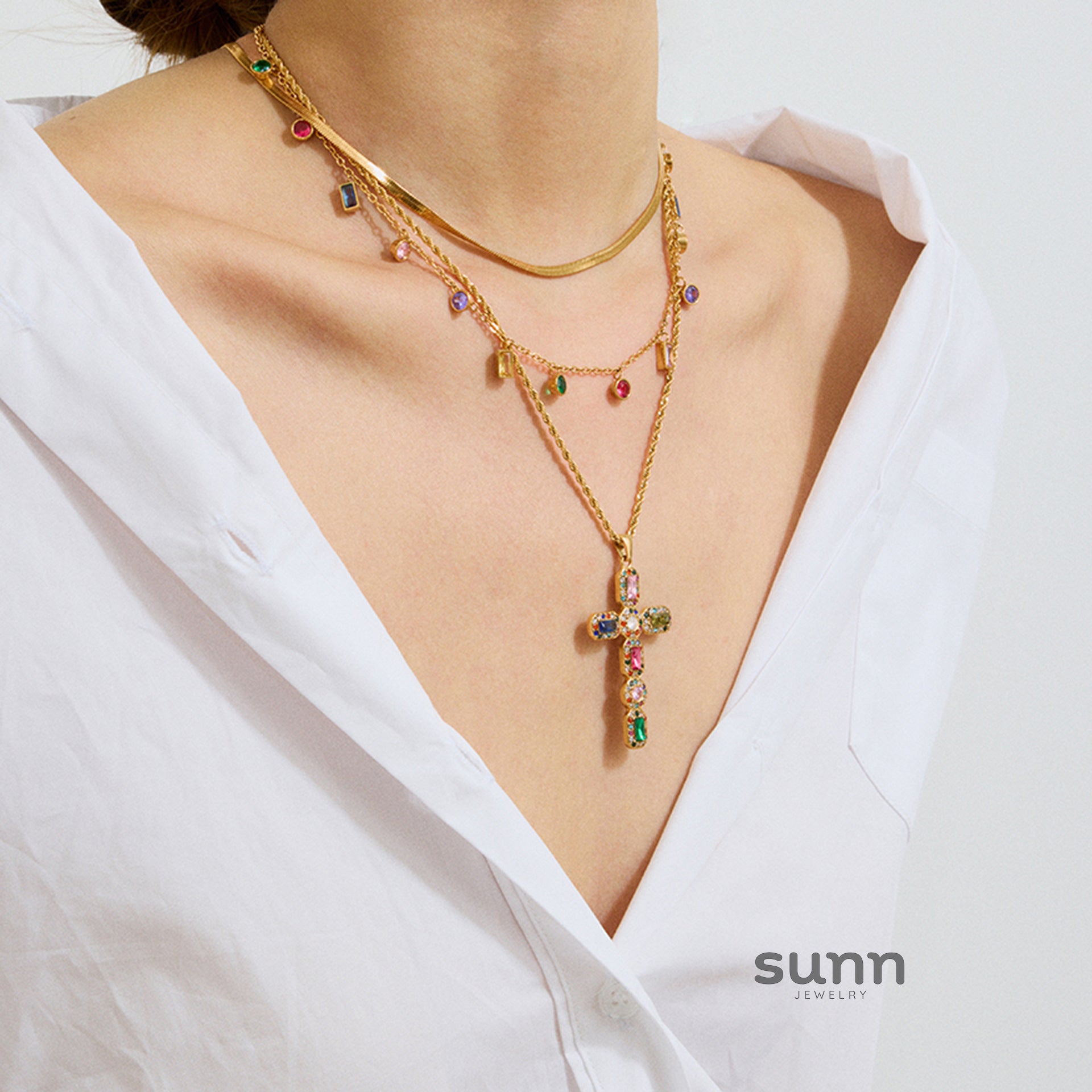 Willamina Layered Cross Necklace [KF2RMLMJ]