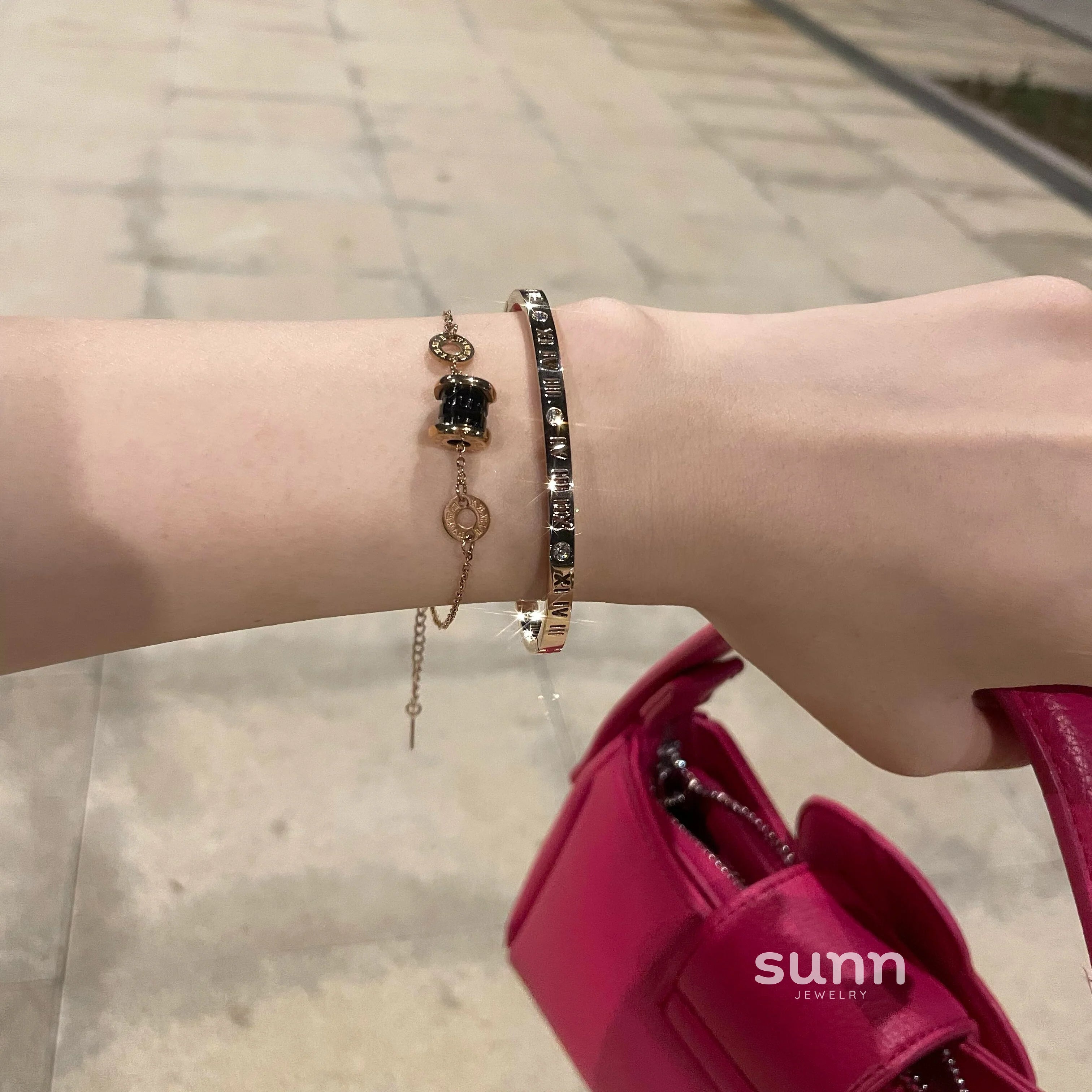 Wrenley Rose Gold Roman Bracelet
