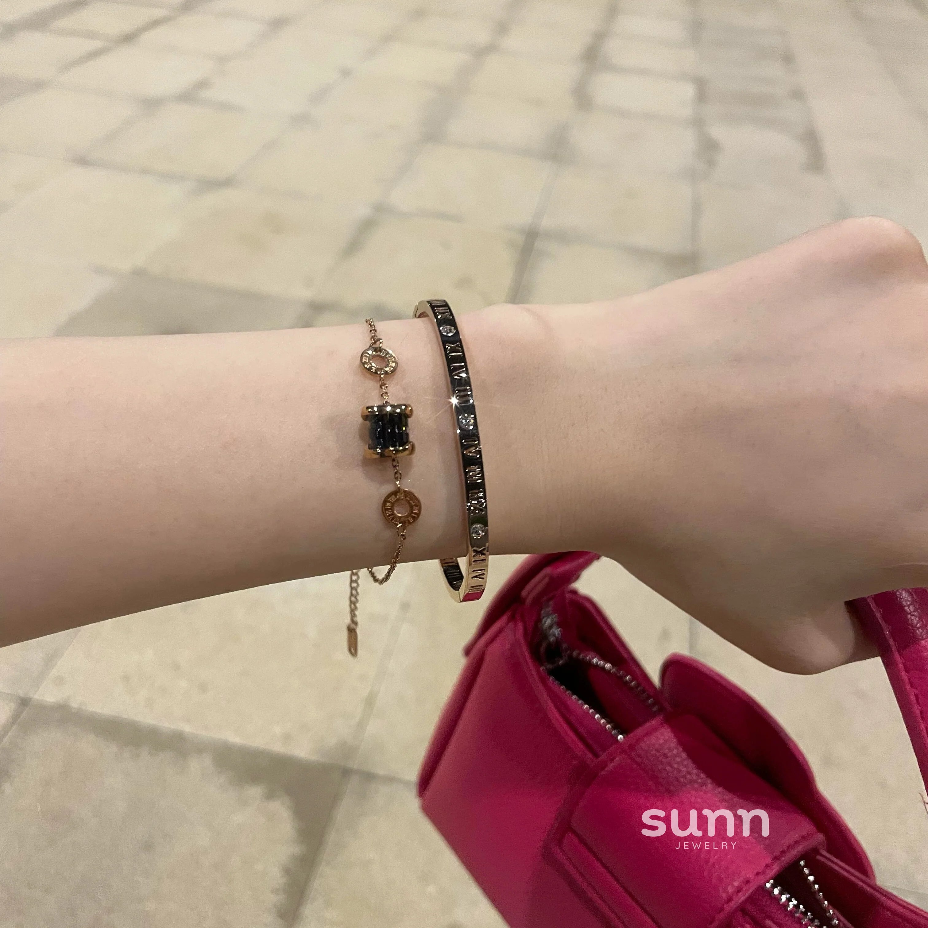 Wrenley Rose Gold Roman Bracelet