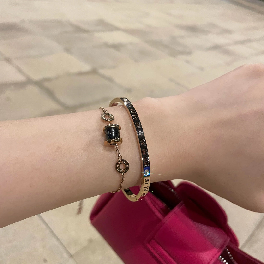 Wrenley Rose Gold Roman Bracelet
