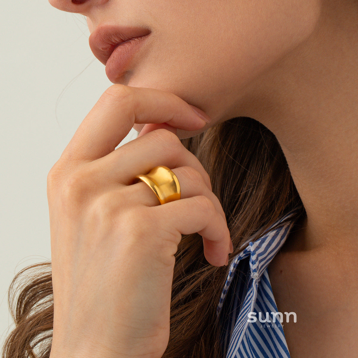 Wynn Gold Brushed Band Ring [A3OBHGTL]