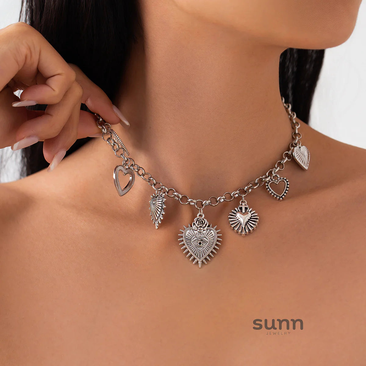 Xandria Hollow Heart Tassel Necklace