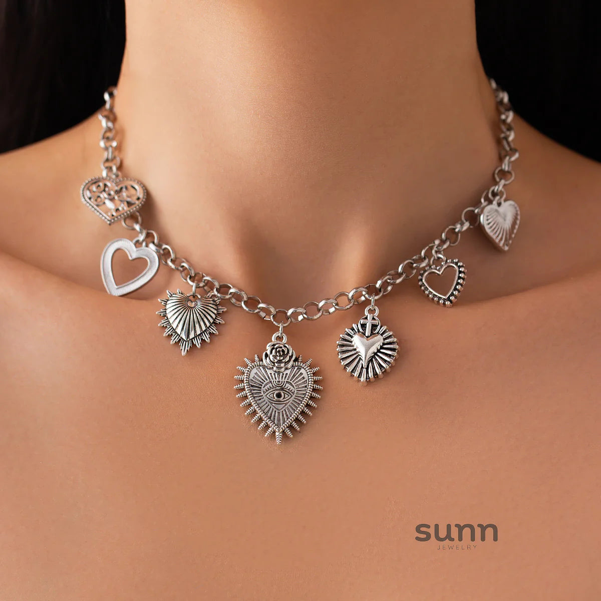 Xandria Hollow Heart Tassel Necklace
