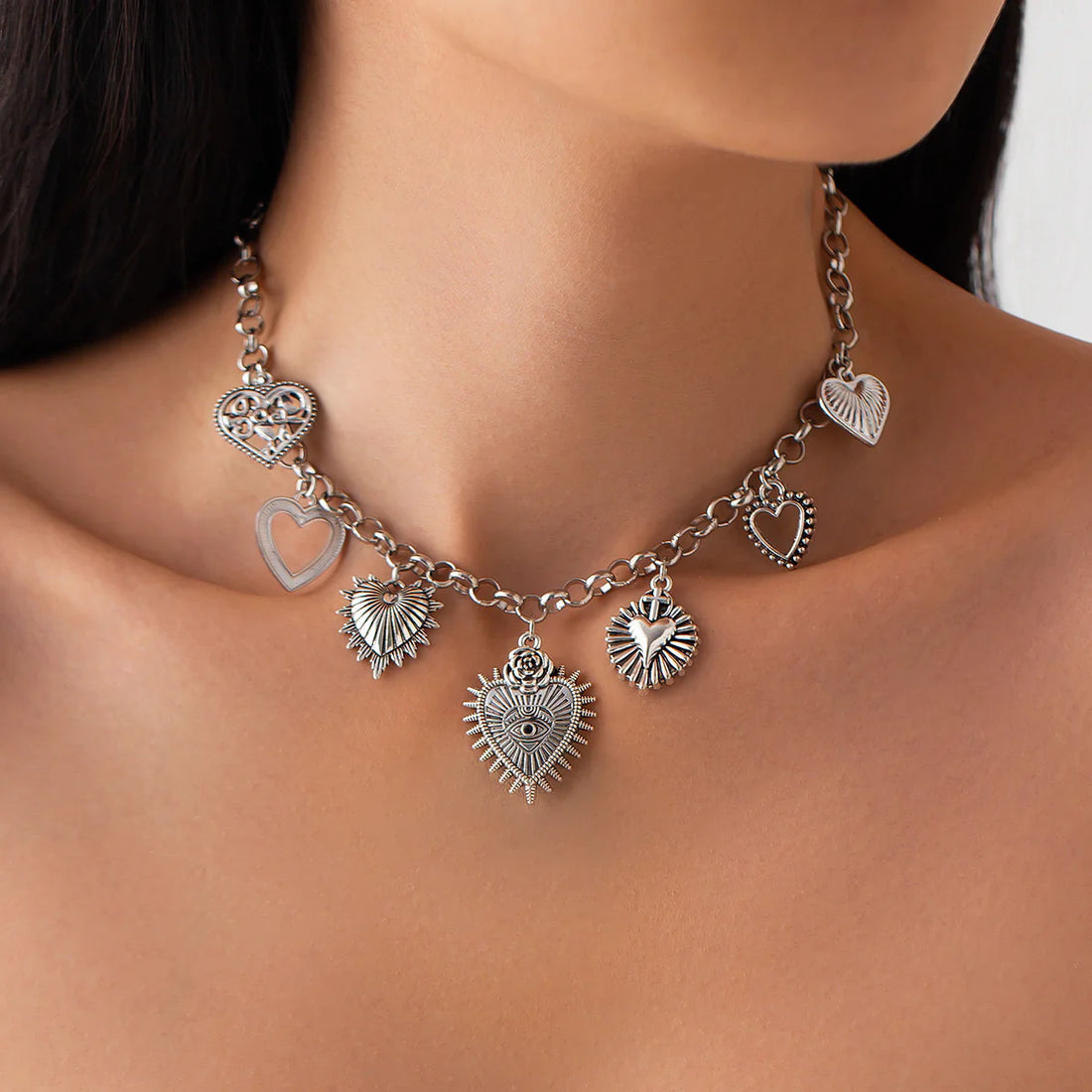 Xandria Hollow Heart Tassel Necklace