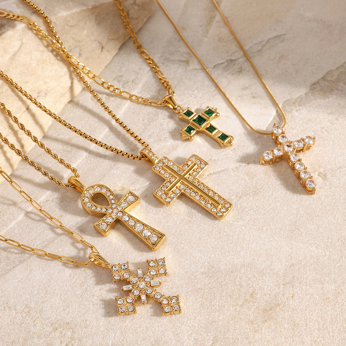 Xia Cross Earring Necklace Set [REYYIGKV]
