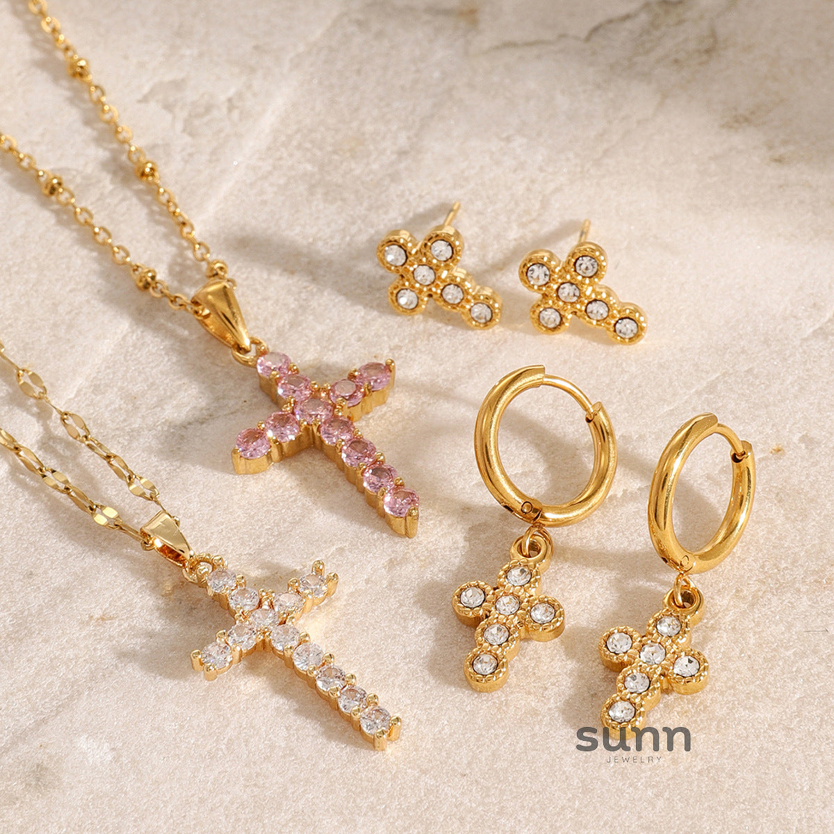 Xia Cross Earring Necklace Set [X28EBWMG]