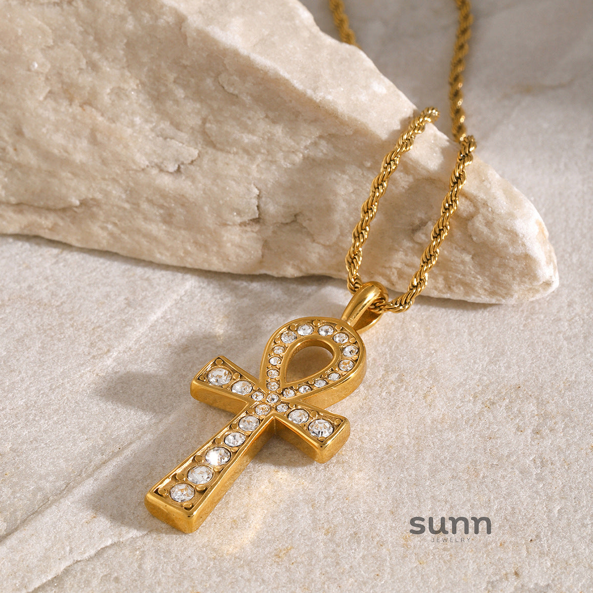 Xia Cross Earring Necklace Set [FVXVG1MF]