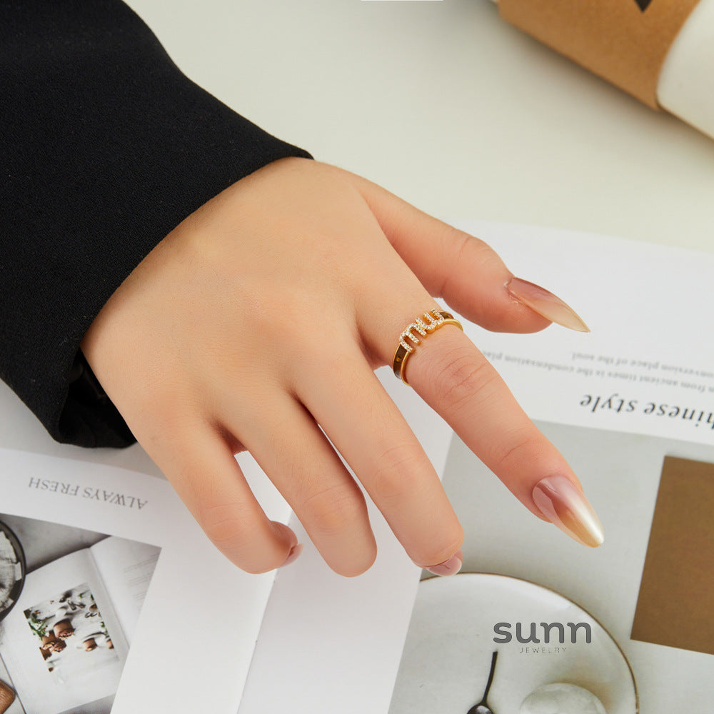 Ximena Enamel Letter Open Ring [XPQQZ1XE]