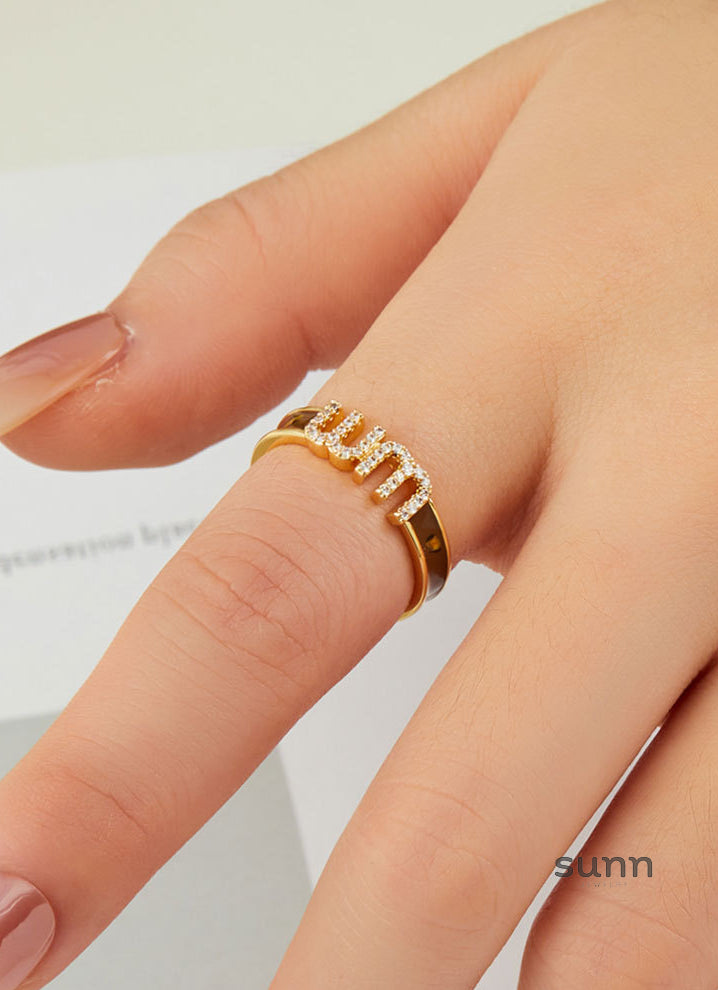 Ximena Enamel Letter Open Ring [JU25EV3B]