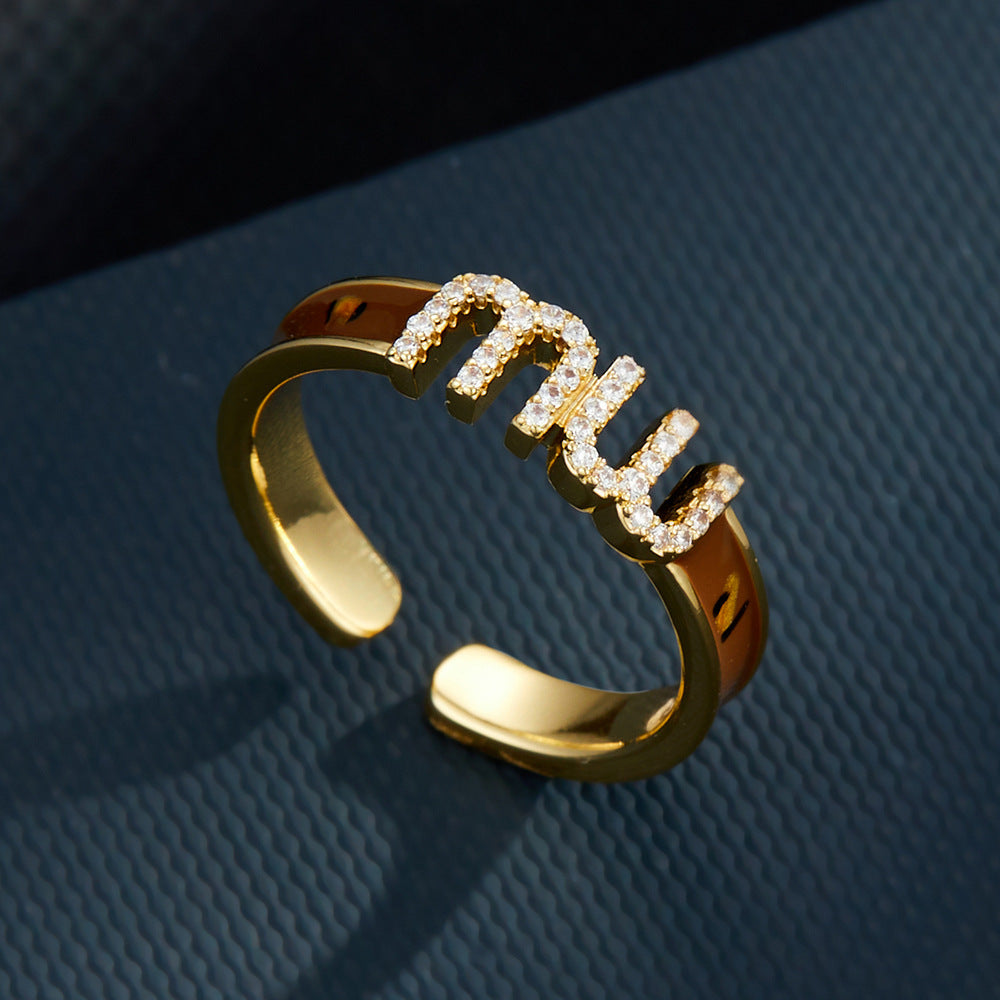 Ximena Enamel Letter Open Ring [XPQQZ1XE]