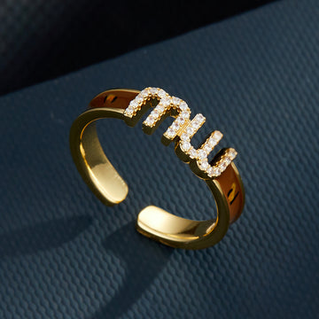 Ximena Enamel Letter Open Ring [XPQQZ1XE]