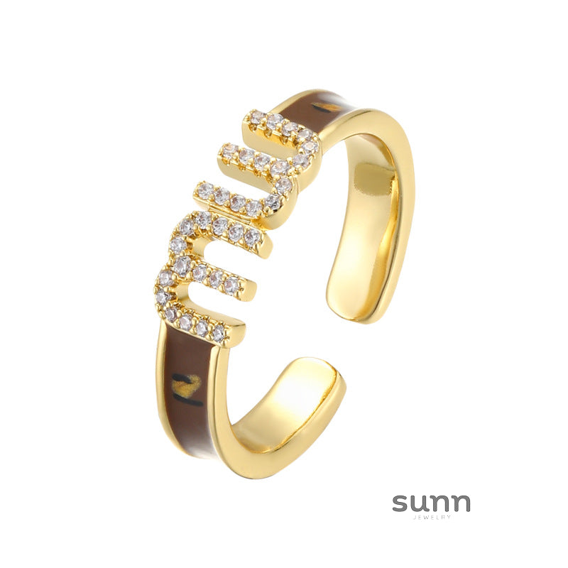 Ximena Enamel Letter Open Ring [4VQH17OS]