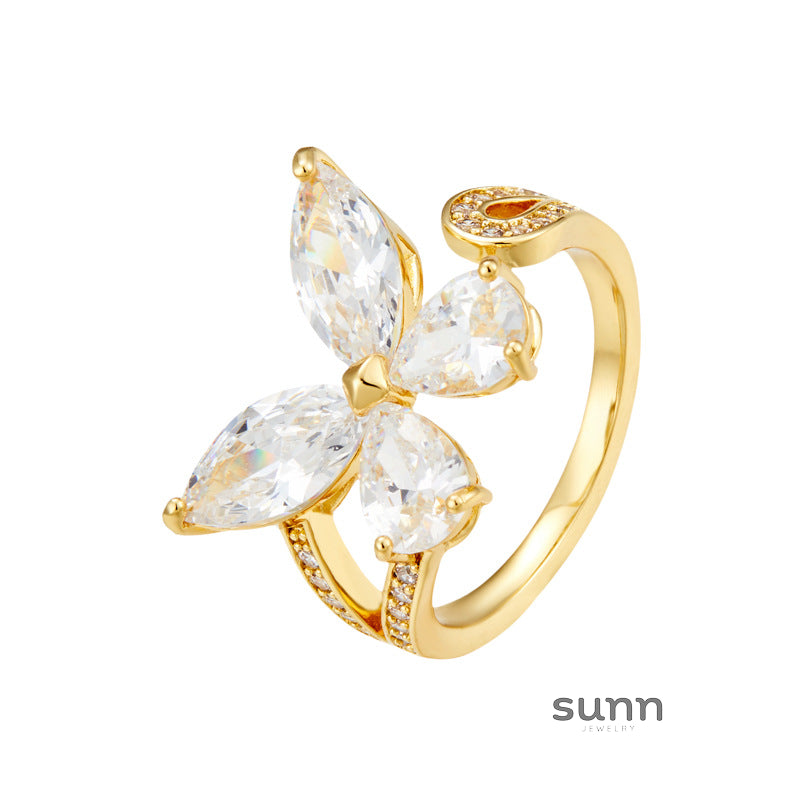 Ximenna Zircon Butterfly Ring [C3N9LUZE]