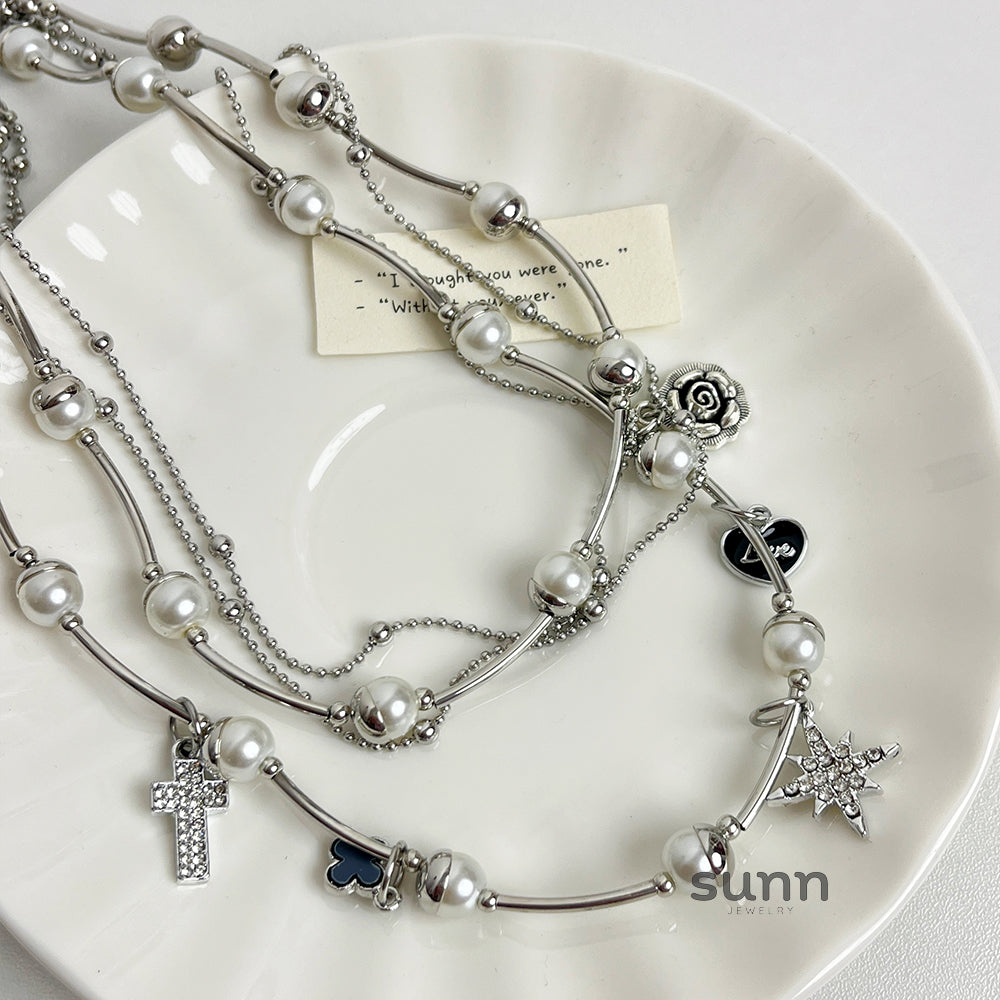 Xiomara Layered Pearl Heart Necklace [8J4JOILA]