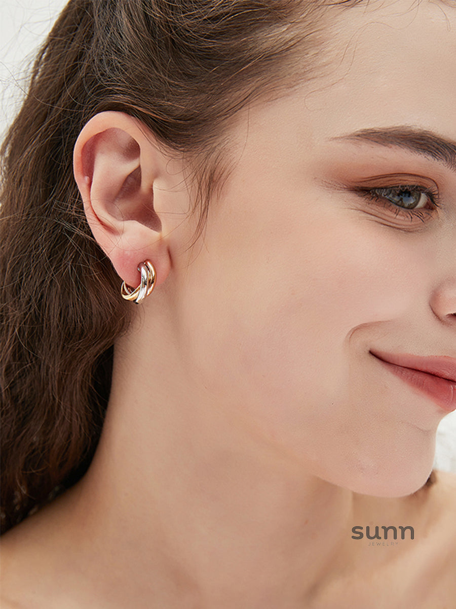 Xiomara Tri-Color Stud Earrings [PYFACC2U]