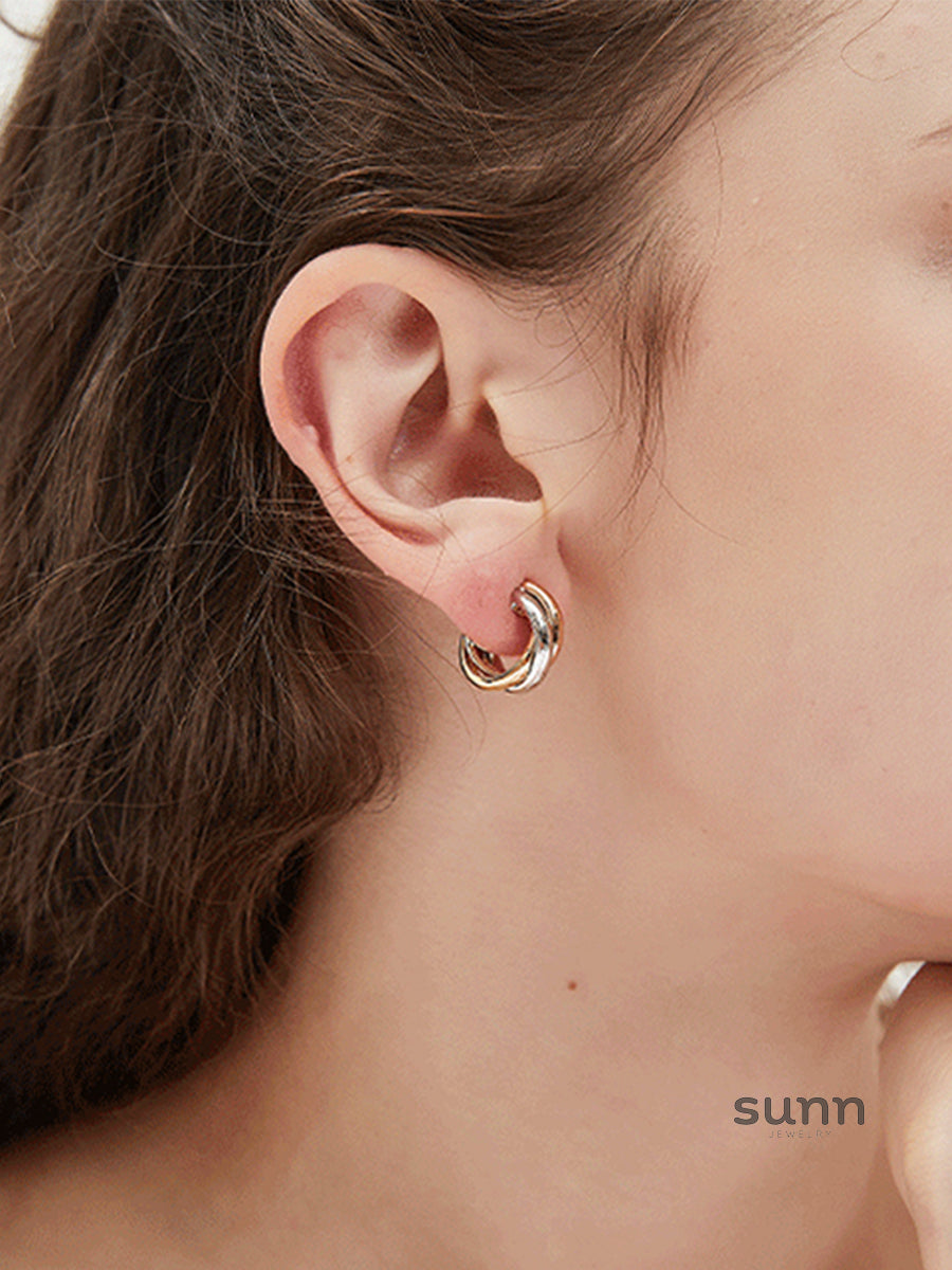 Xiomara Tri-Color Stud Earrings [X14KBCKF]