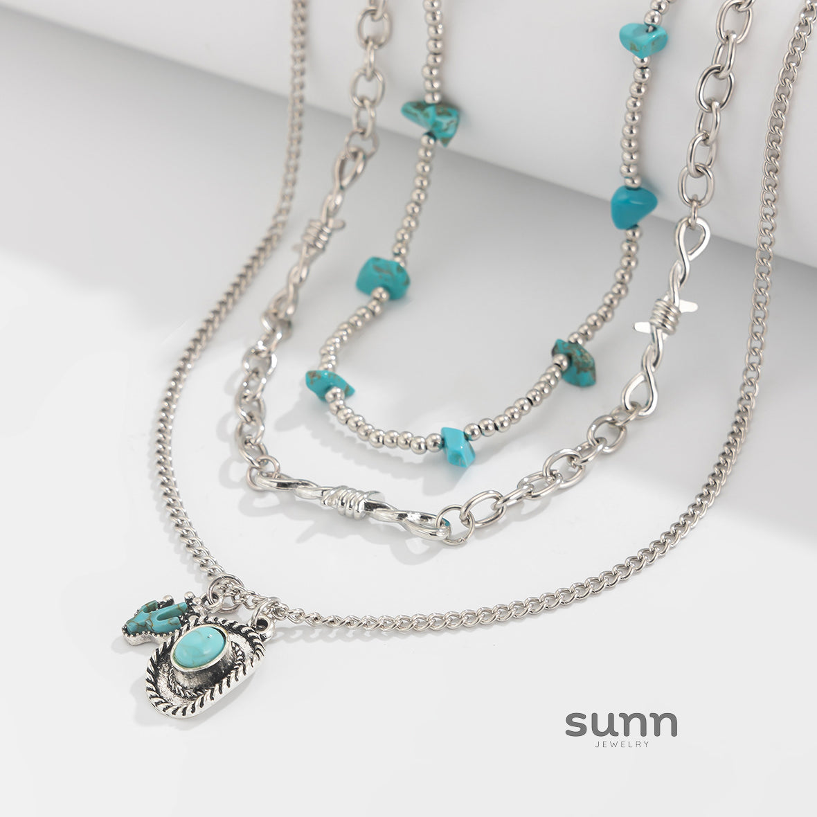 Yahaira Retro Cactus Layered Necklace [POEJ11A9]