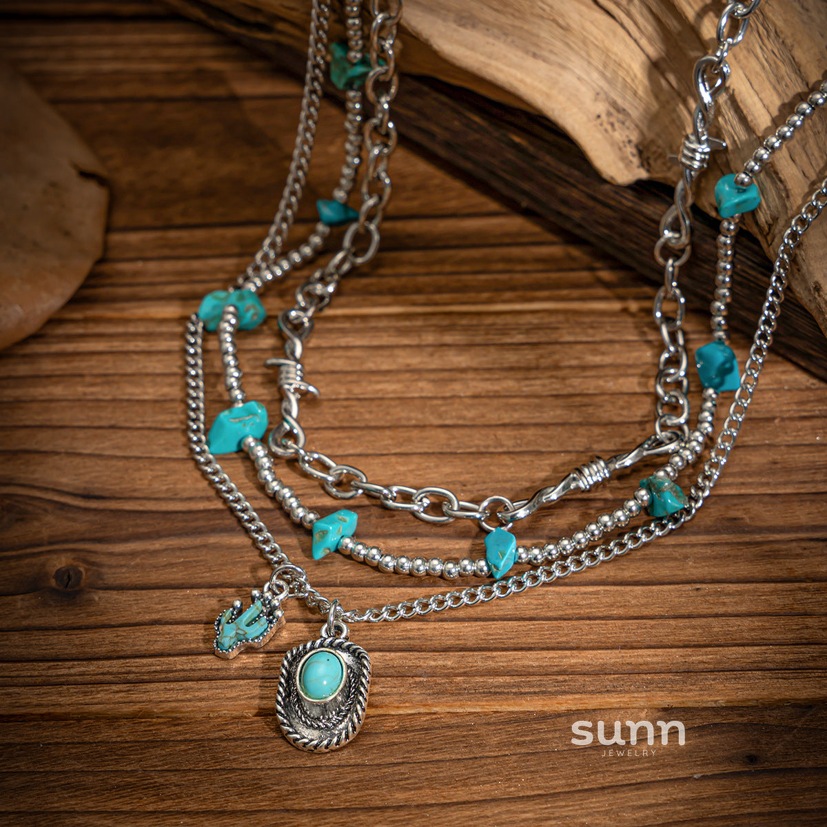 Yahaira Retro Cactus Layered Necklace [8FRSHGNT]
