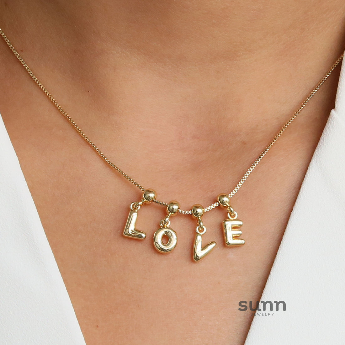 Yana Gold Bubble Initial Necklace [OZQ2HAF5]