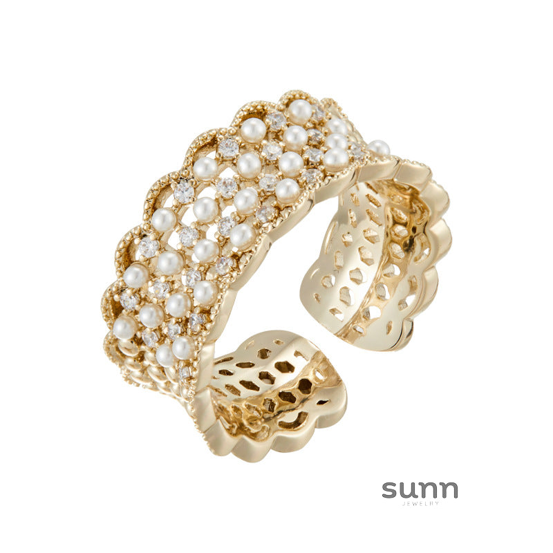 Yana Lace Pearl Stacking Ring [Z4W03X75]
